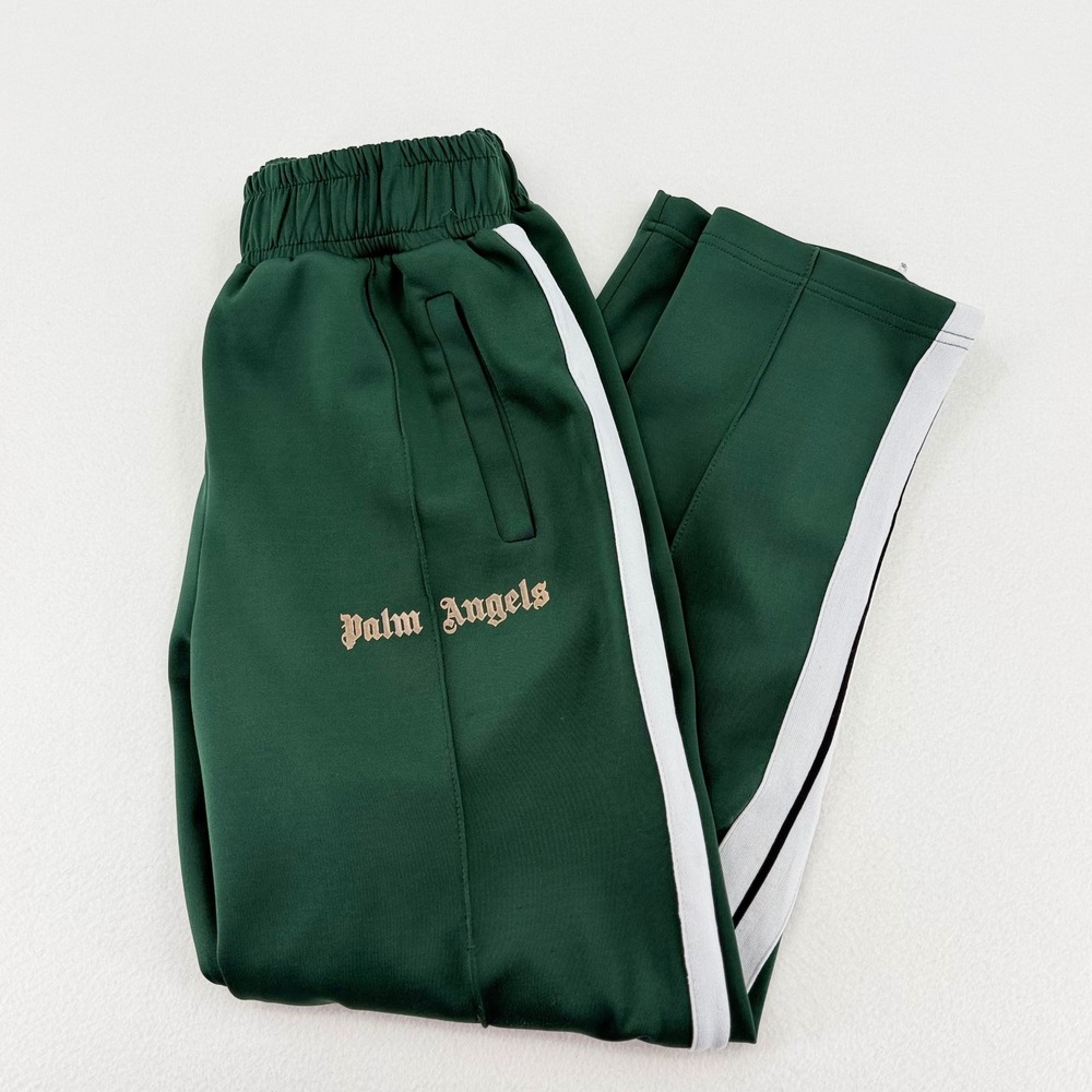 Palm Angels Classic Track Pants Mens Small Green White Side Stripe Italy